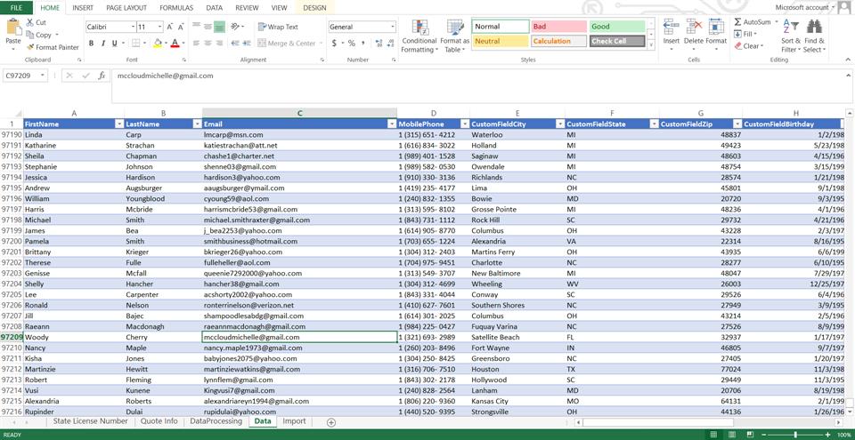 EXCEL FORMULA PROCESSING